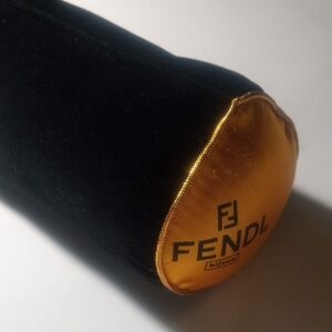 Fendi Bijoux Gold & Black Logo Jewelry Display Pillow Bolster 6”